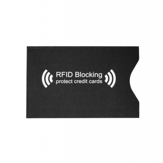 Чехол защитный для карты с RFID блокировкой, картонный со слоем алюминия, черный