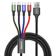 Кабель Baseus 4 in 1 Rapid Series USB - USB Type-C/Lightning/2xmicroUSB (CA1T4-C01) 1.2 м - черный