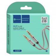 Провод в металлической оплетке AUX (3.5mm) - AUX (3.5mm) длинной 100см серебристый Dream AX09
