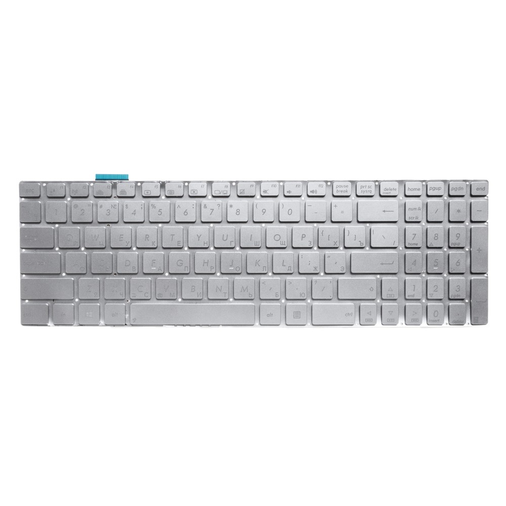 Клавиатура для Asus N550LF серебристая с подсветкой (версия 2)