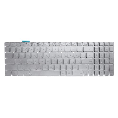 Клавиатура для Asus N550JK серебристая с подсветкой (версия 2)