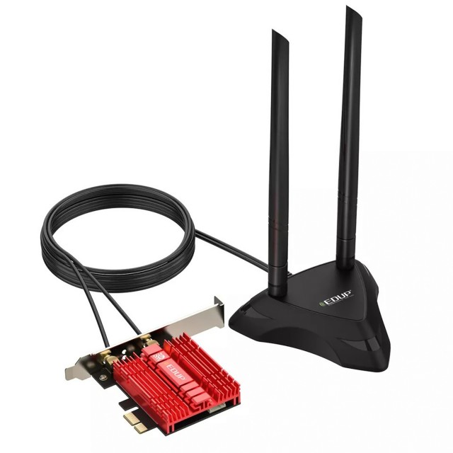 PCI-E адаптер Wi-Fi 6E Intel AX210 AX3000 Bluetooth 5.3 - 2.4GHz/5GHz/6GHz с внешней антенной
