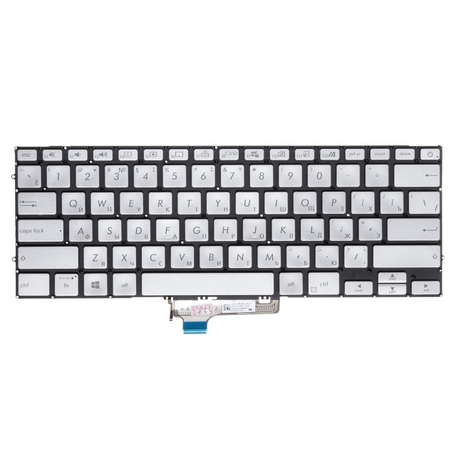 Клавиатура для Asus ZenBook UX431FN серебристая с подсветкой - версия 2