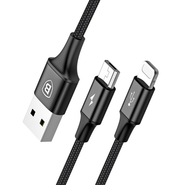 Кабель Baseus Rapid Series 2-in-1 USB - microUSB/Lightning (CAML) 1.2 м