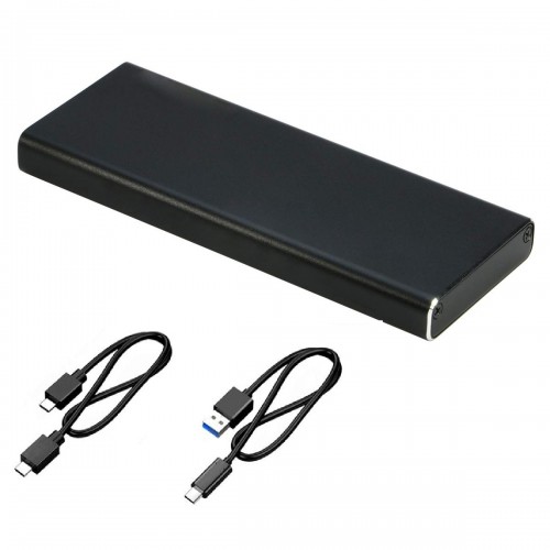 Бокс для жесткого диска SSD M2 (NVME M-key) - Type-C / USB 3.0 алюминиевый (черный) с двумя проводом - JMS583