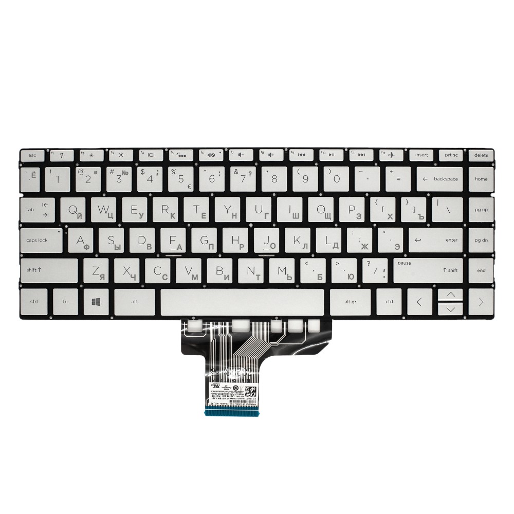 Клавиатура для HP Envy 13-ah1000 серебристая с подсветкой