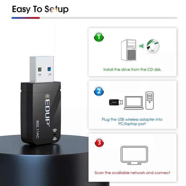Адаптер Wi-Fi AC1300 интерфейс USB 3.0, RTL8812BU