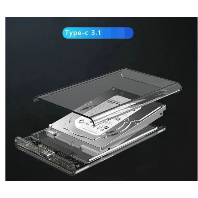 Бокс для жесткого диска 2.5" - USB 3.1 Type-C 8Tb (прозрачный)
