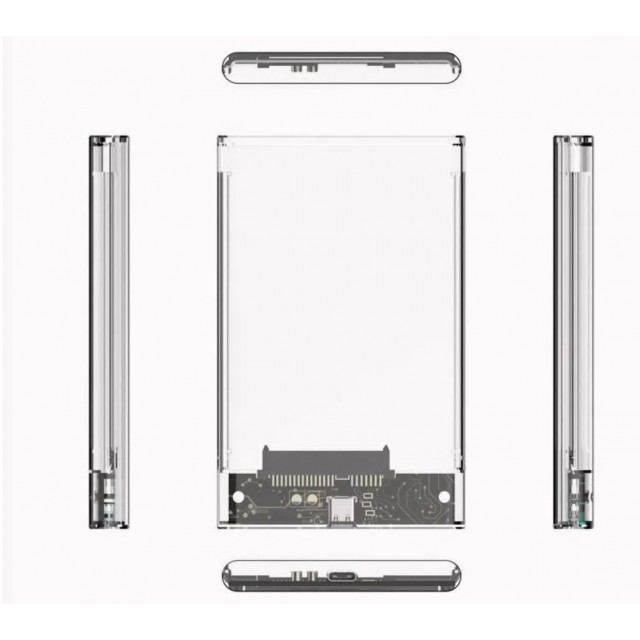 Бокс для жесткого диска 2.5" - USB 3.1 Type-C 8Tb (прозрачный)