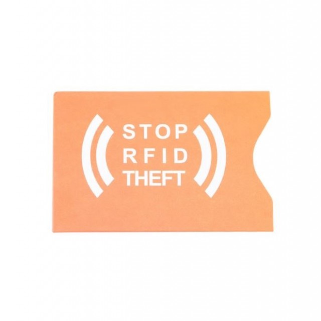 Чехол защитный для карты с RFID блокировкой, картонный со слоем алюминия, оранжевый