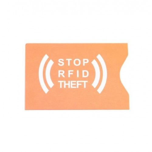 Чехол защитный для карты с RFID блокировкой, картонный со слоем алюминия, оранжевый