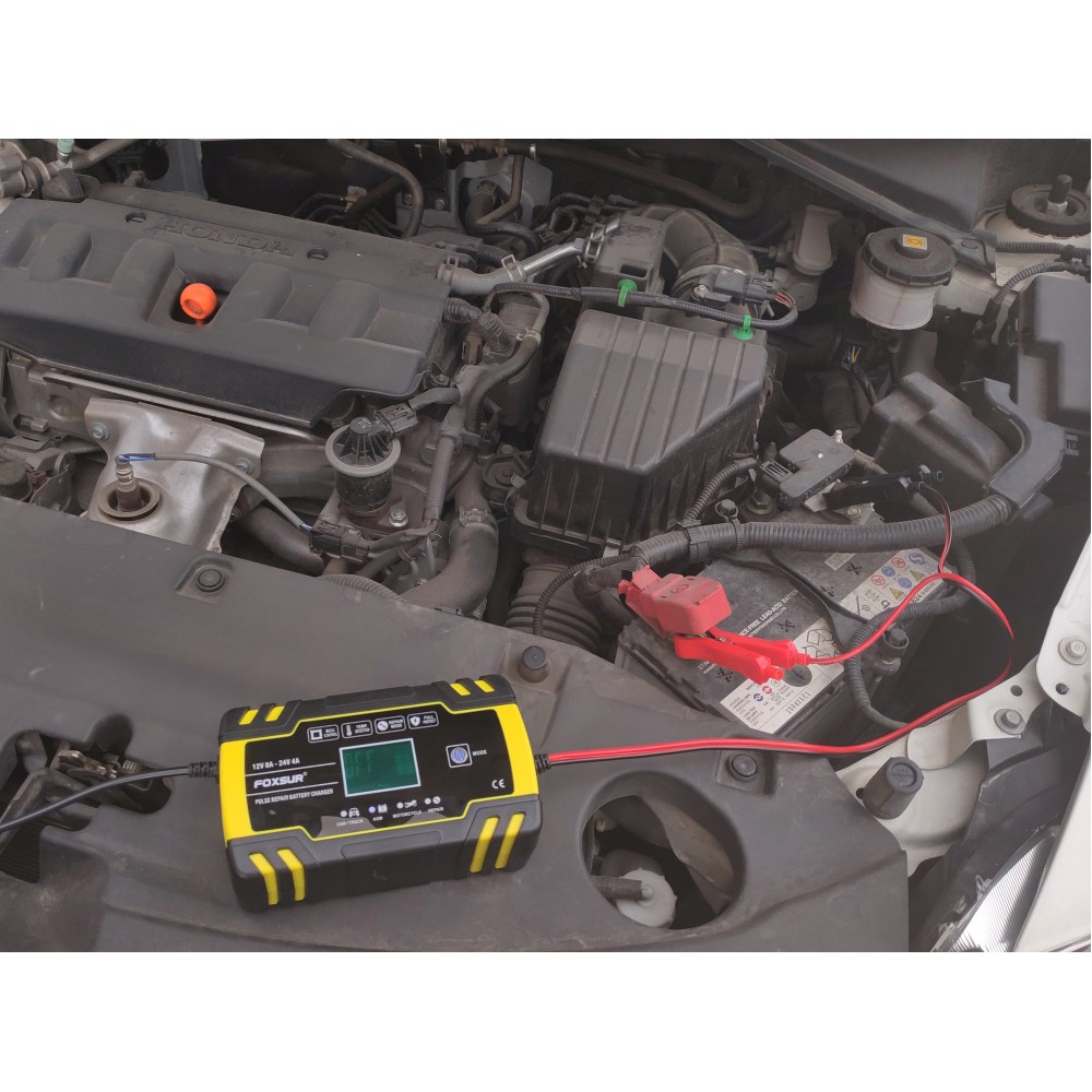 Автоматическое зарядное устройство для 12В / 24В автомобильных аккумуляторов, FOXSUR FBC122408D (8A/4A)