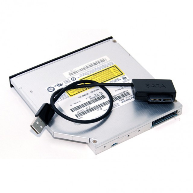 Адаптер-переходник USB 2.0 - SATA 6+7 pin для CD-ROM черный
