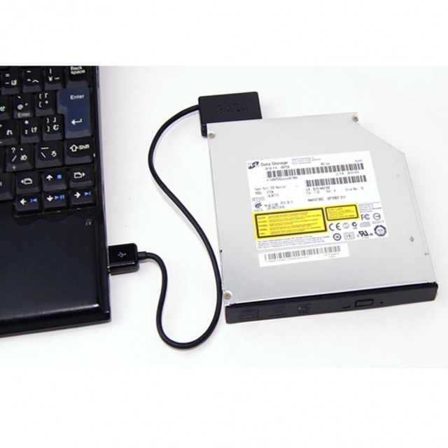 Адаптер-переходник USB 2.0 - SATA 6+7 pin для CD-ROM черный