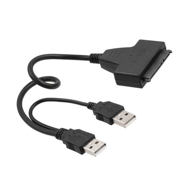 Адаптер-переходник USB 2.0 - SATA 7+15 pin для SSD 2.5" / HDD 2.5" / HDD 3.5" с разъемом под питания (без блока)