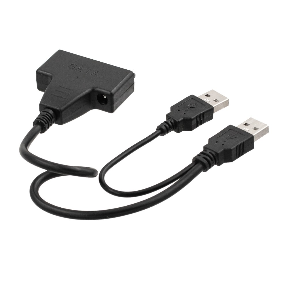 Адаптер-переходник USB 2.0 - SATA 7+15 pin для SSD 2.5" / HDD 2.5" / HDD 3.5" с разъемом под питания (без блока)