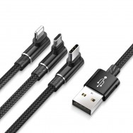 Кабель Baseus MVP 3-in-1 Mobile game USB - Lightning/microUSB/USB Type-C (CAMLT-WZ01) 1.2 м - черный