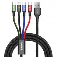 Кабель Baseus 4 in 1 Rapid Series USB - microUSB/Lightning/2xUSB Type-C (CA1T4-B01) 1.2 м - черный