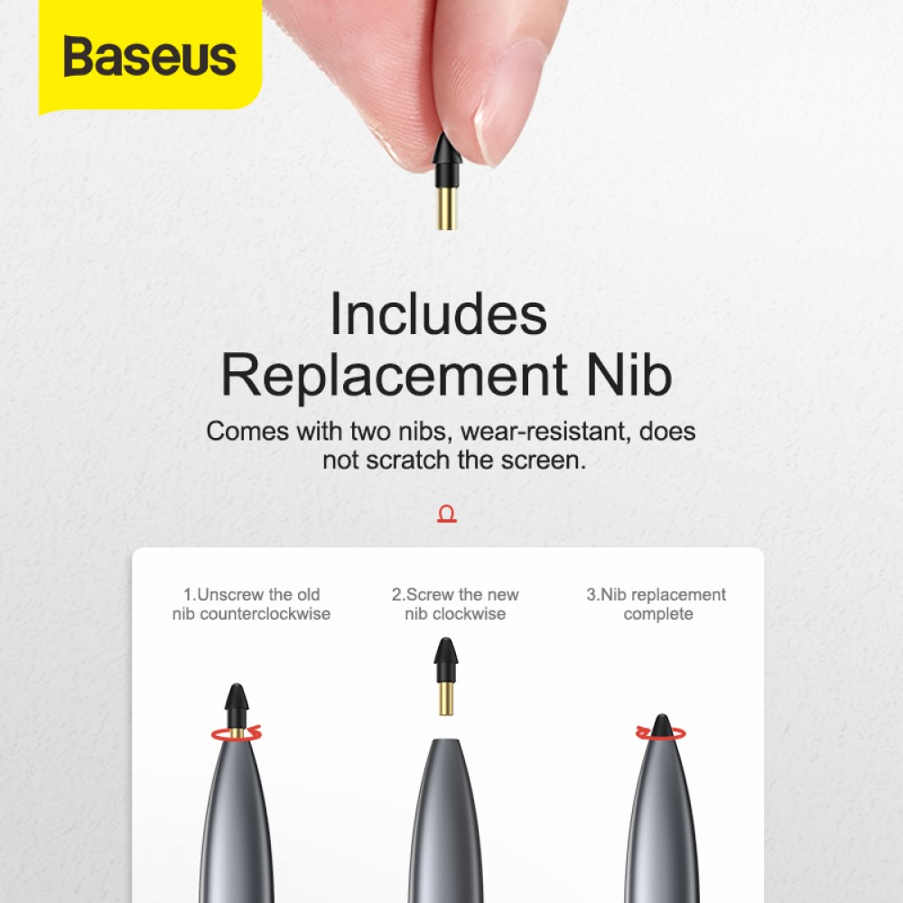 Стилус для iPad Baseus Square Line Capacitive Stylus pen (Anti misoperation) (ACSXB-A0G) - серебристый