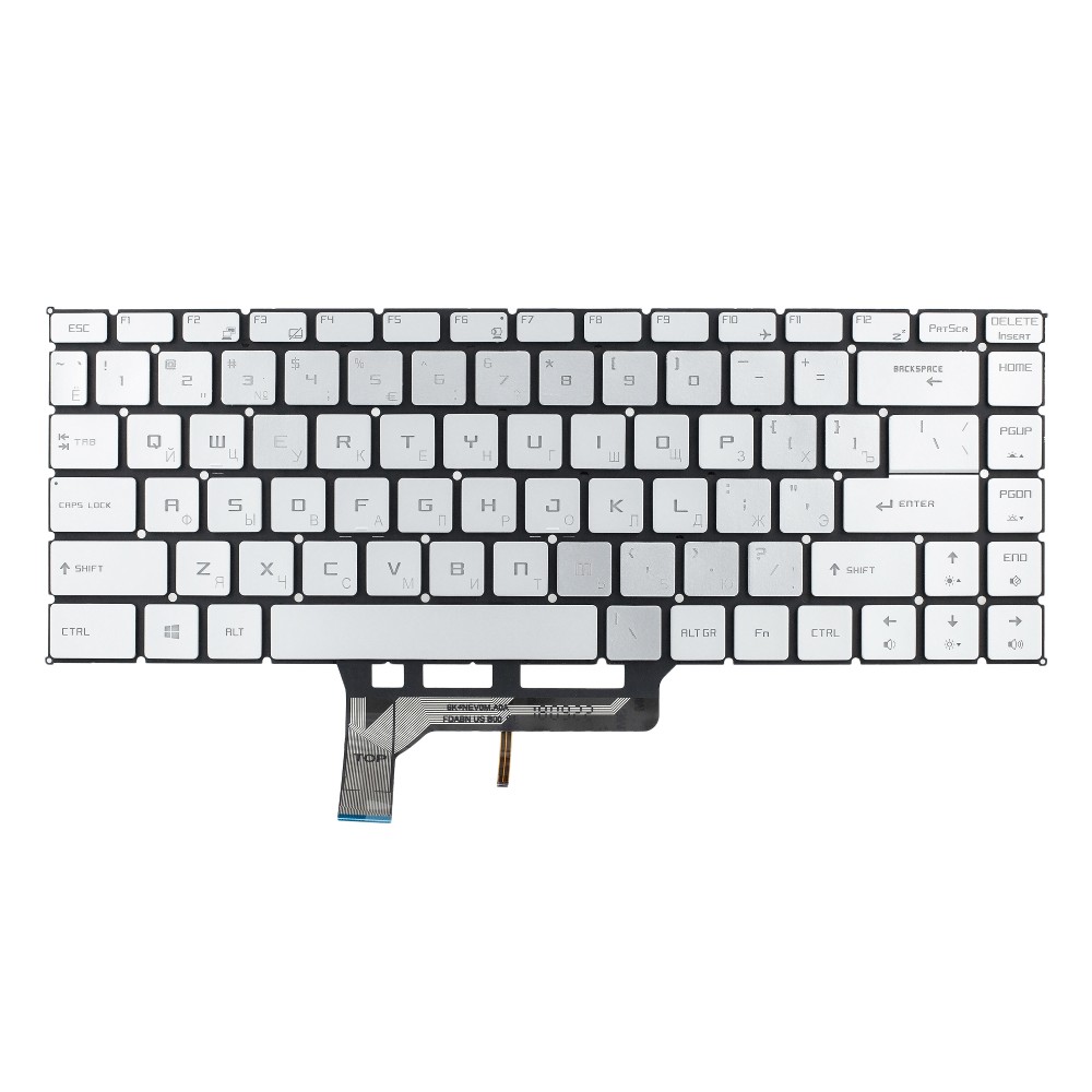 Клавиатура для MSI Modern 14 A10RB - серебристая с подсветкой