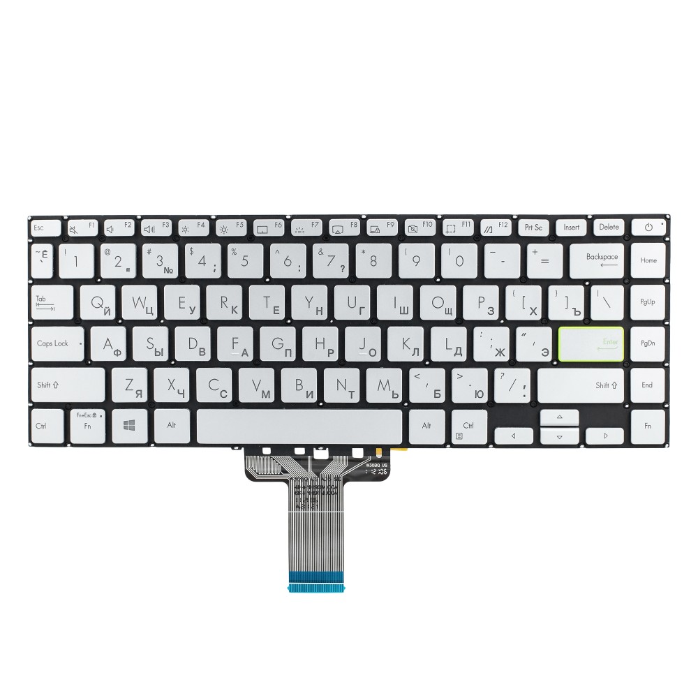 Клавиатура для Asus VivoBook Flip TM420IA серебристая с подсветкой