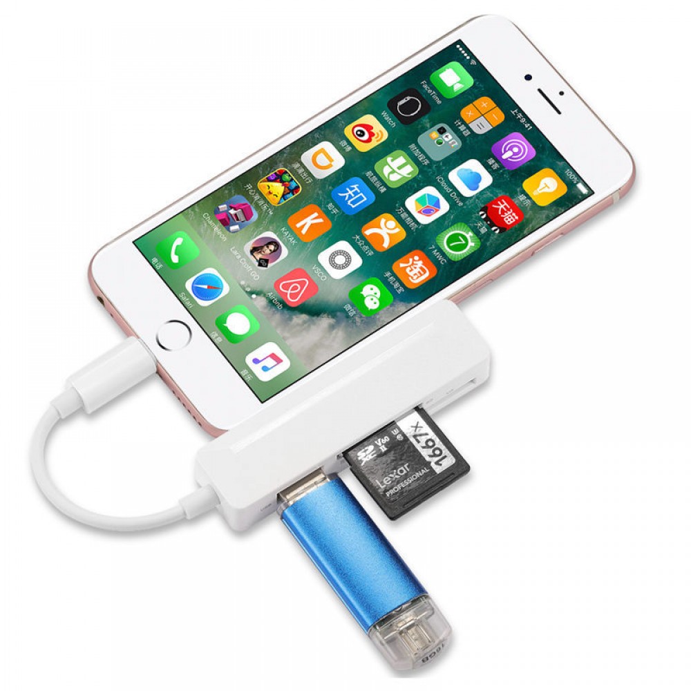 Адаптер Lightning - USB + MS + SD + TF для iPhone и iPad (Lightning to USB Adapter)