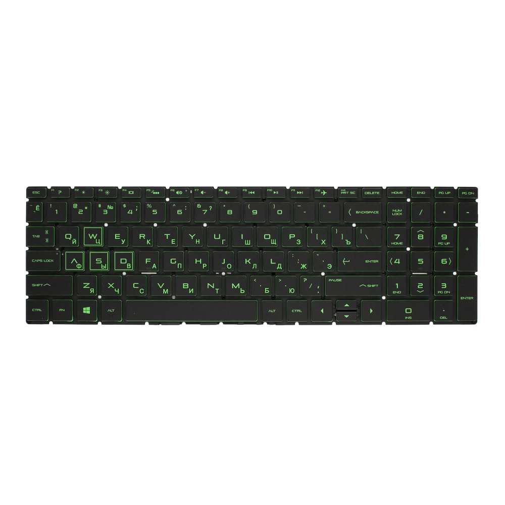 Клавиатура для HP Pavilion Gaming 15-ec0000 с подсветкой (Green)