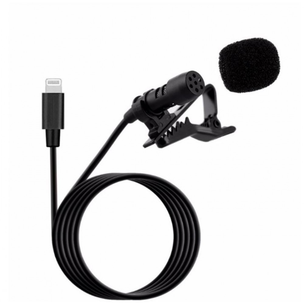 Всенаправленный петличный микрофон + клипса с разъемом Lightning для техники Apple, для стримов и видеосъемки