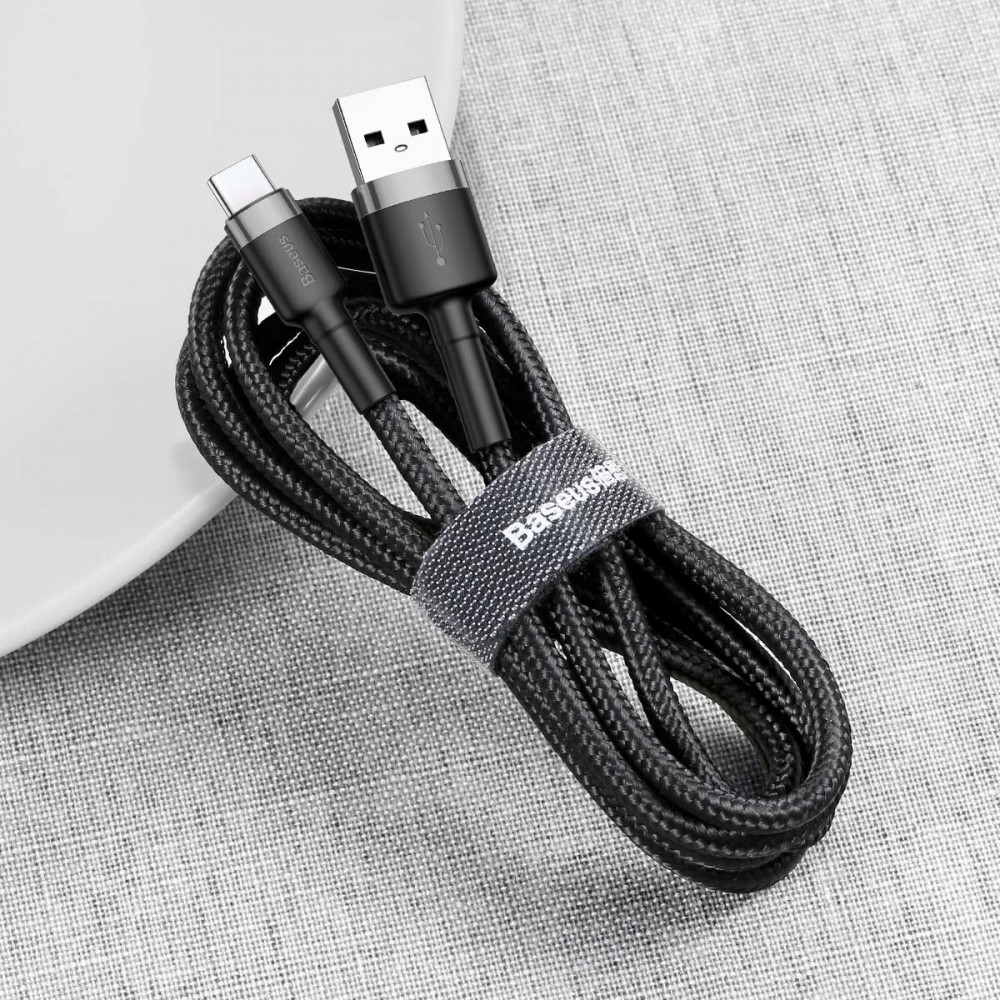 Кабель Baseus Cafule USB - USB Type-C 1 м (CATKLF-BG1) - черный