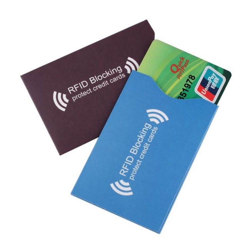 Чехол защитный для карты с RFID блокировкой, картонный со слоем алюминия, синий