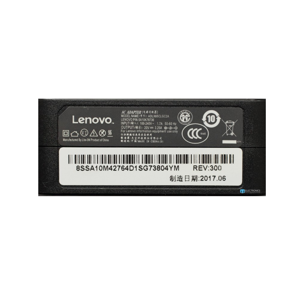 Блок питания Lenovo 20V 3.25A с прямоугольным разъемом (65W)