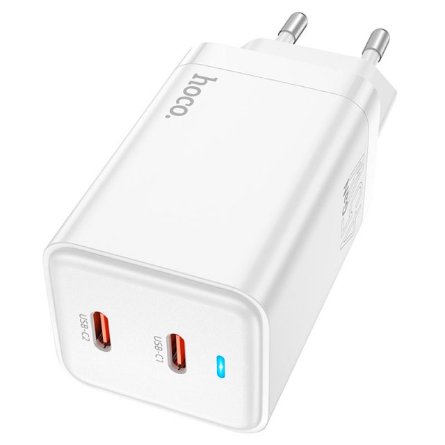 Сетевая зарядка HOCO N23 Starlight на 2xType-c порта PD 45W белый