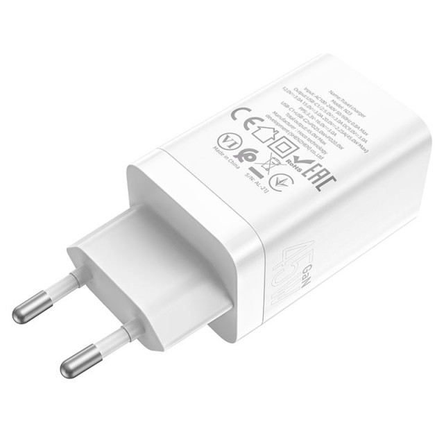Сетевая зарядка HOCO N23 Starlight на 2xType-c порта PD 45W белый