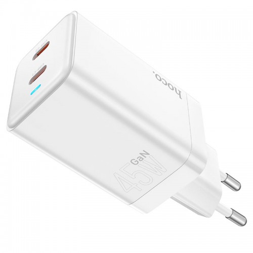 Сетевая зарядка HOCO N23 Starlight на 2xType-c порта PD 45W белый