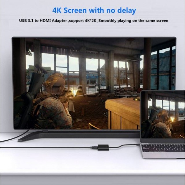 Компактный адаптер-переходник USB Type-C - HDMI (4k)