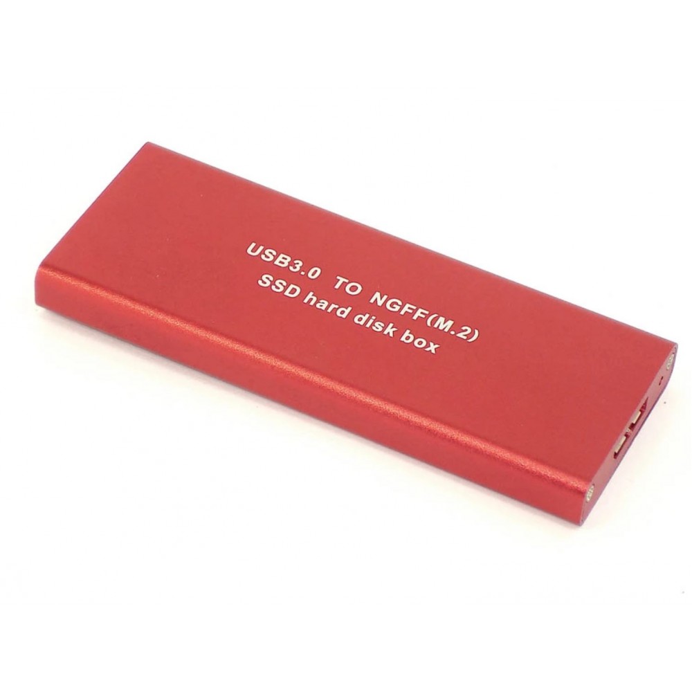 Бокс для жесткого диска m2 - USB 3.0 алюминиевый (красный)