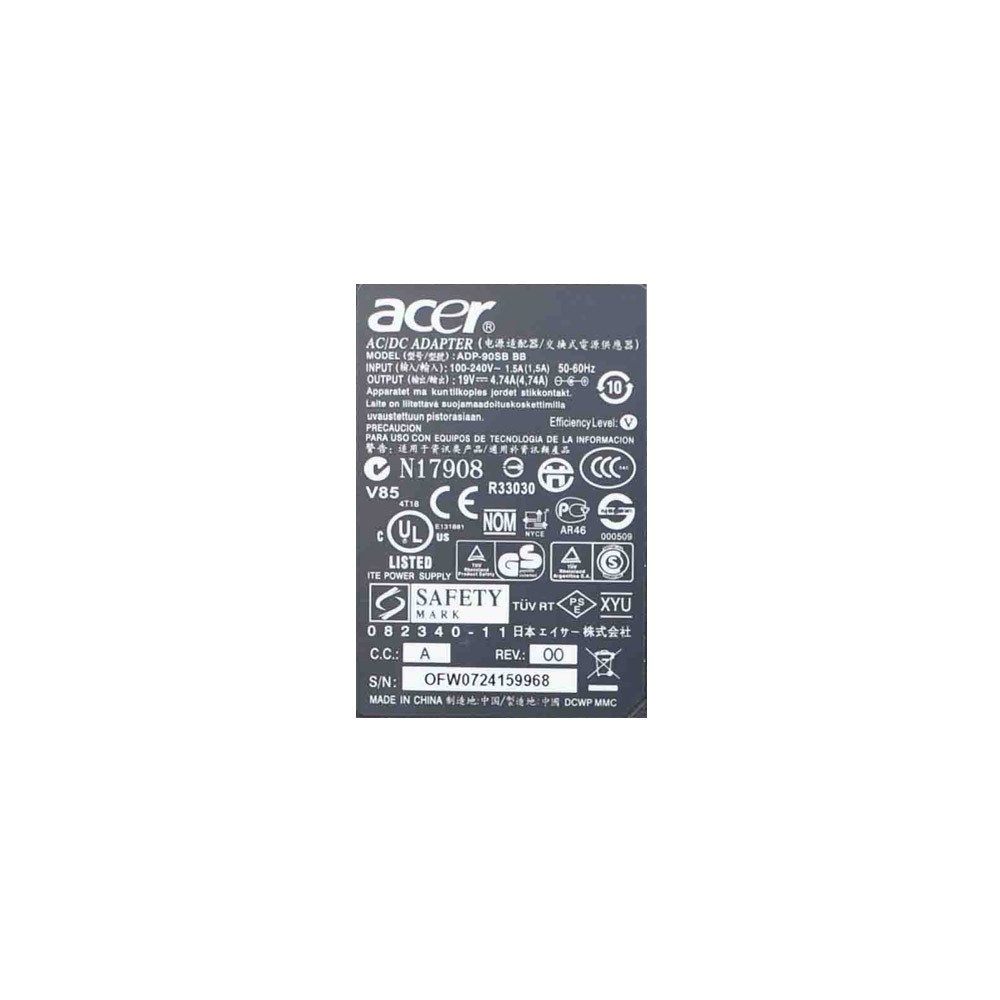 Блок питания Acer 19V 4.74A 5.5x1.7 (90W)