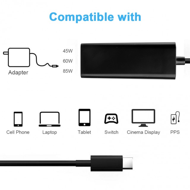 Переходник Magsafe 1/2 - USB Type-C + PD 18W + USB - белый