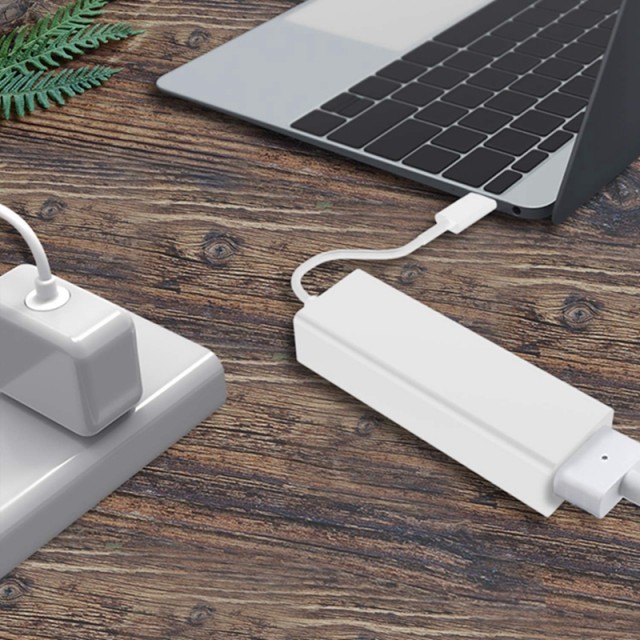Переходник Magsafe 1/2 - USB Type-C + PD 18W + USB - белый