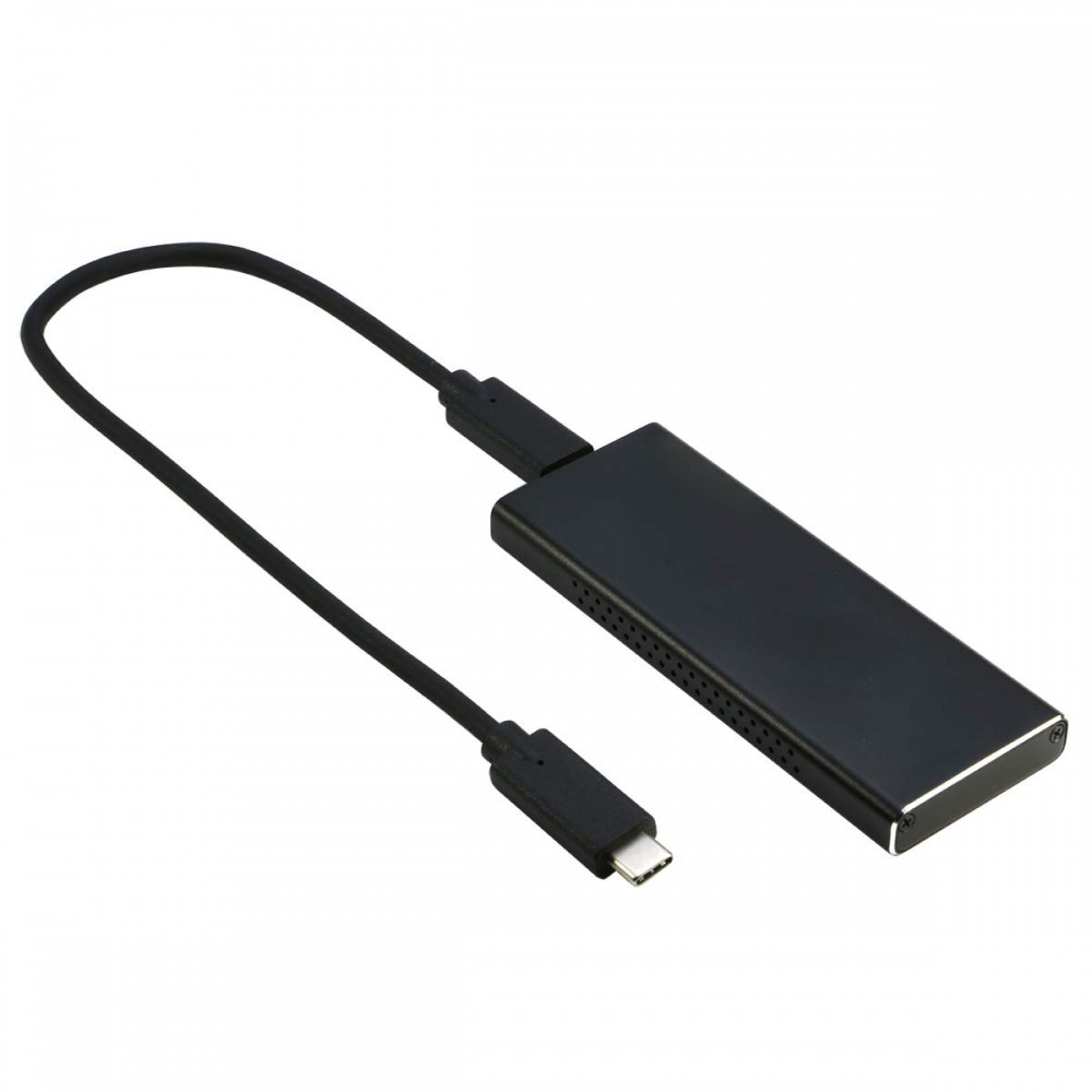 Бокс для жесткого диска SSD M2 (NVME M-key) - Type-C / USB 3.0 алюминиевый (черный) с двумя проводом - JMS583