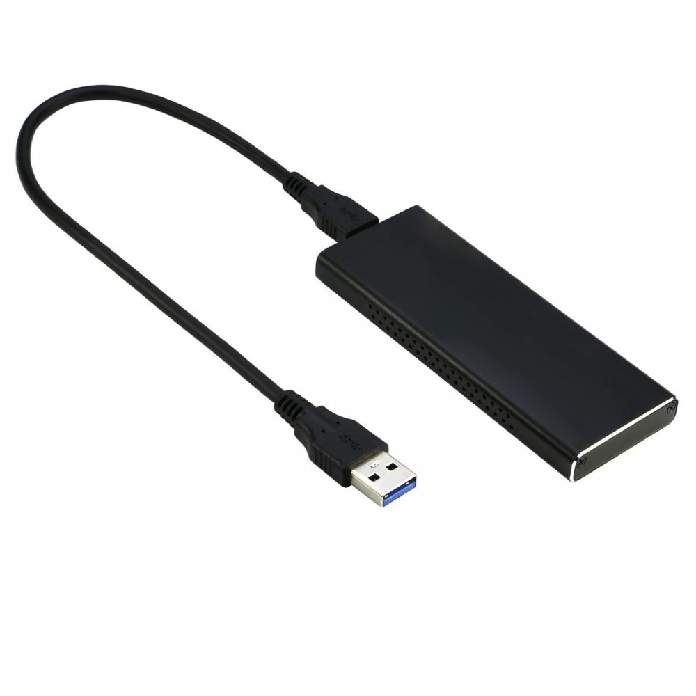 Бокс для жесткого диска SSD M2 (NVME M-key) - Type-C / USB 3.0 алюминиевый (черный) с двумя проводом - JMS583