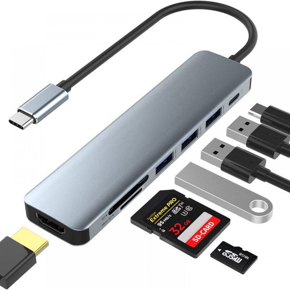 USB-концентратор с Type-C HDMI | 3xUSB 3.0 | SD | TF | Type-C - PD
