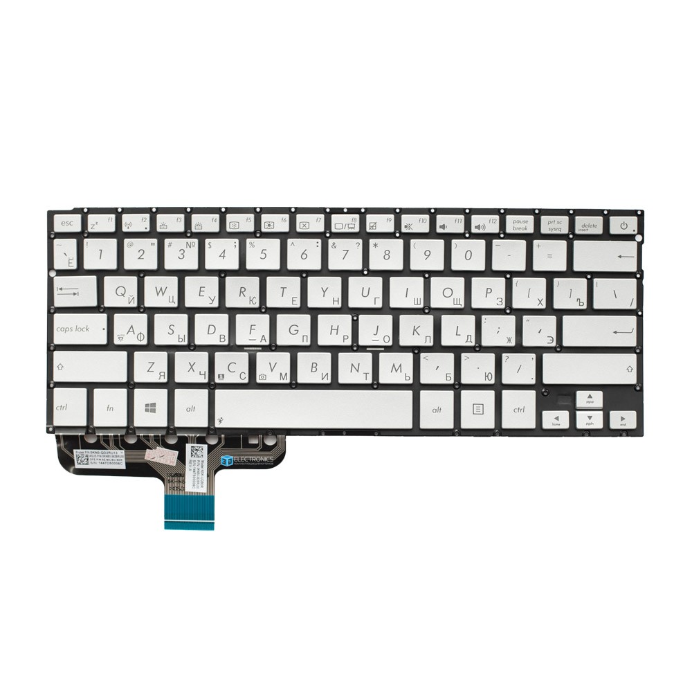 Клавиатура для Asus Zenbook UX301LA  серебристая под подсветку