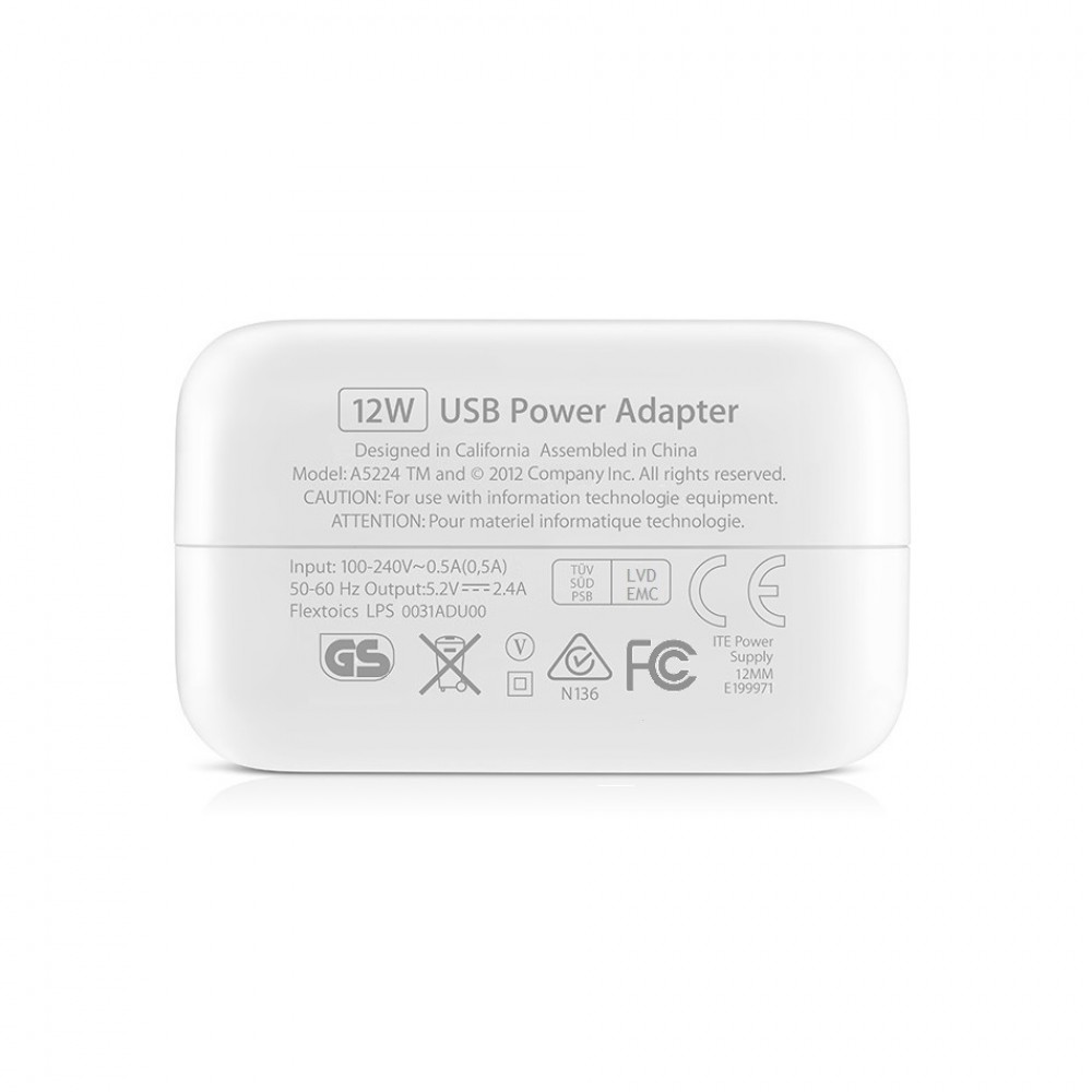 Сетевая зарядка для Apple iPad/iPhone 12W