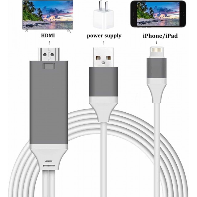 Адаптер Lightning-HDMI для iPhone и iPad (1080p 1.8m) - белый