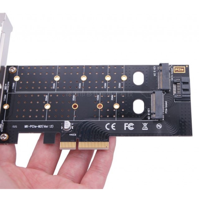 Адаптер для установки двух SSD M.2 (NVMe и Sata) в слот PCI-E 3.0 x4