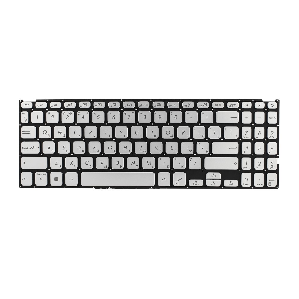Клавиатура для Asus R565MA серебристая с подсветкой