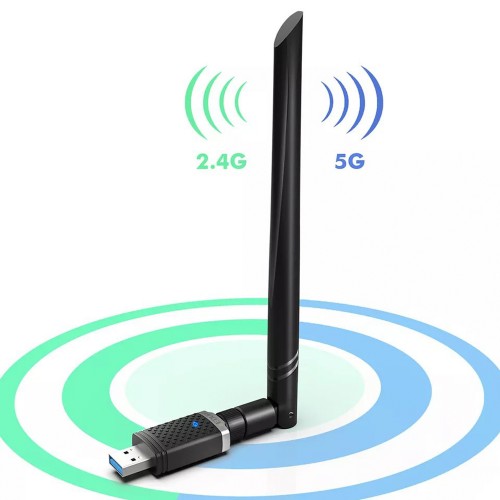 Адаптер Wi-Fi AC1300 интерфейс USB 3.0, RTL8812BU - с антенной 6dBi