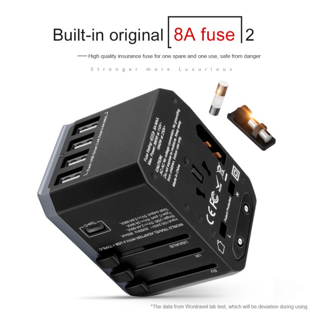Адаптер-переходник для путешествий 4xUSB и Type-C JY-305A US EU UK