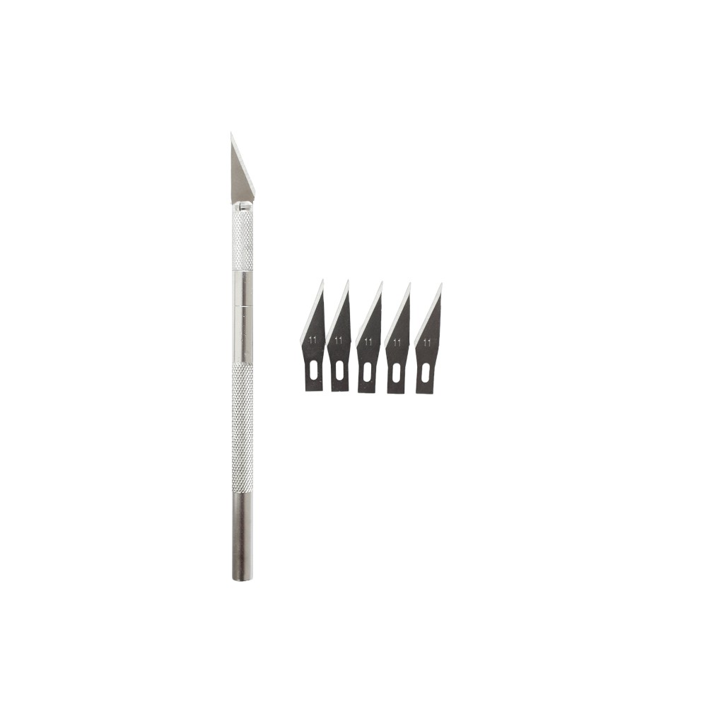 Скальпель-нож с набором сменных лезвий(5шт)